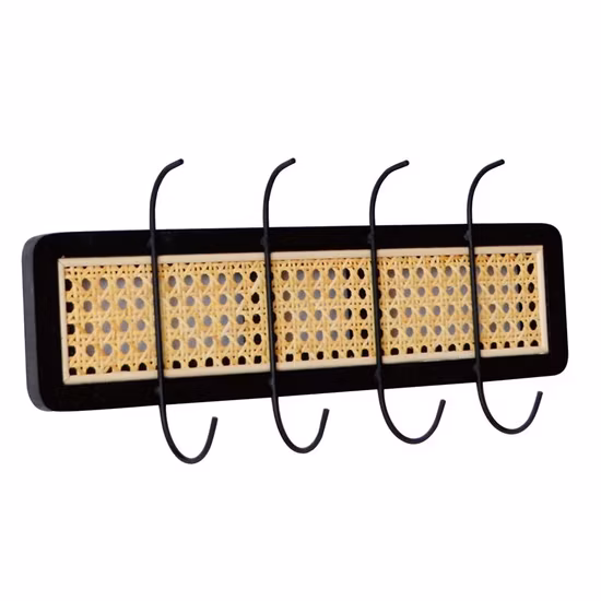 木製自由奔放に生きる籐壁掛けハンギングコートラック小さなスペース用